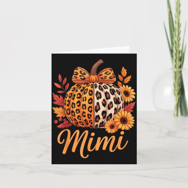Cartão Mimi Thanksgiving Leopard Pumpkin Sunflower Coquet (Frente)