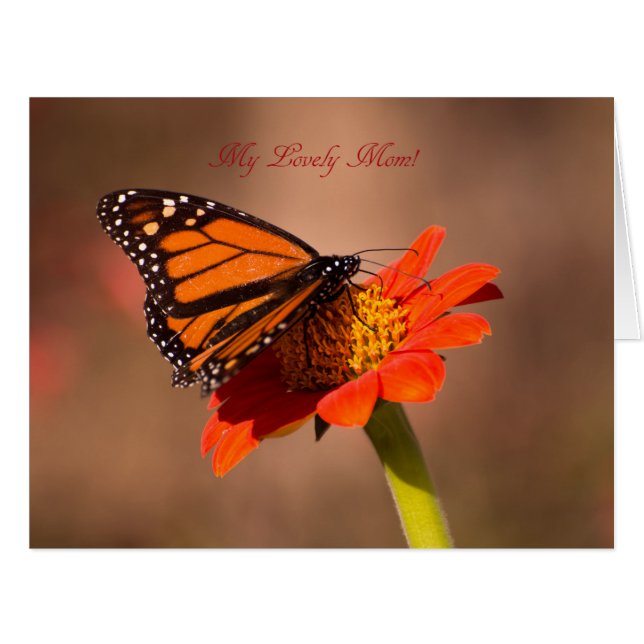 Cartão Minha adorável mãe, borboleta Monarca (Frente horizontal)