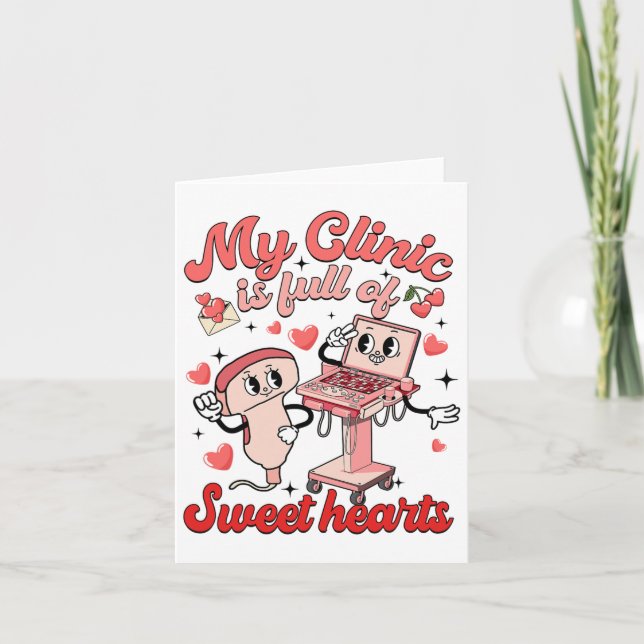 Cartão Minha Clínica Cheia de Coração Sonographer Enferme (Frente)