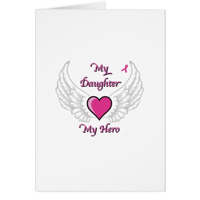 Cartão Minha filha meus asas do herói e coração 2 (Frente)