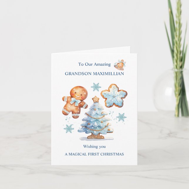 Cartão Minha rua de Natal Garoto Neve (Frente)