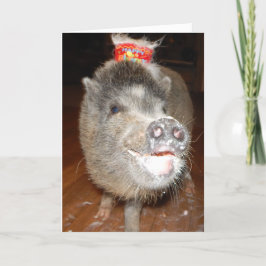 Cartão Mini Porco Feliz de Aniversário Personalizado