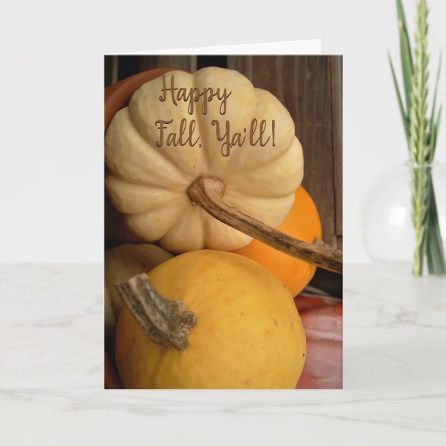 Cartão Mini Pumpkin Branco E Cabeça Amarela Fechar Foto (Frente)