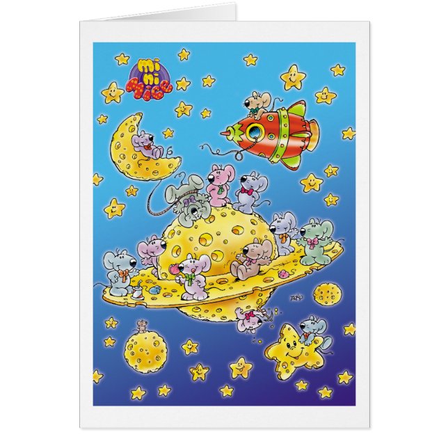 Cartão Mini ratos perdidos no espaço (Frente)