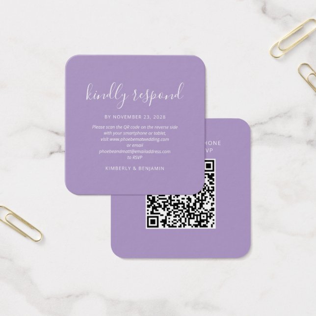 Cartão Mini RSVP de Casamento sem Contato com QR C (Escritótio)