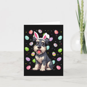 Cartão Miniatura Schnauzer Cachorro Páscoa Ovo Caça Coelh