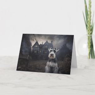 Cartão Miniatura Schnauzer Halloween Scary