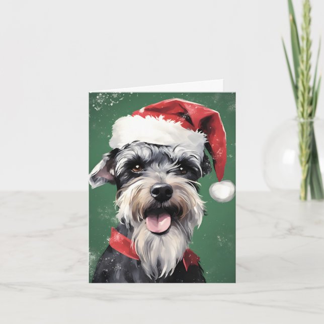 Cartão Miniatura Schnauzer Pincel de Natal Ardois (Frente)