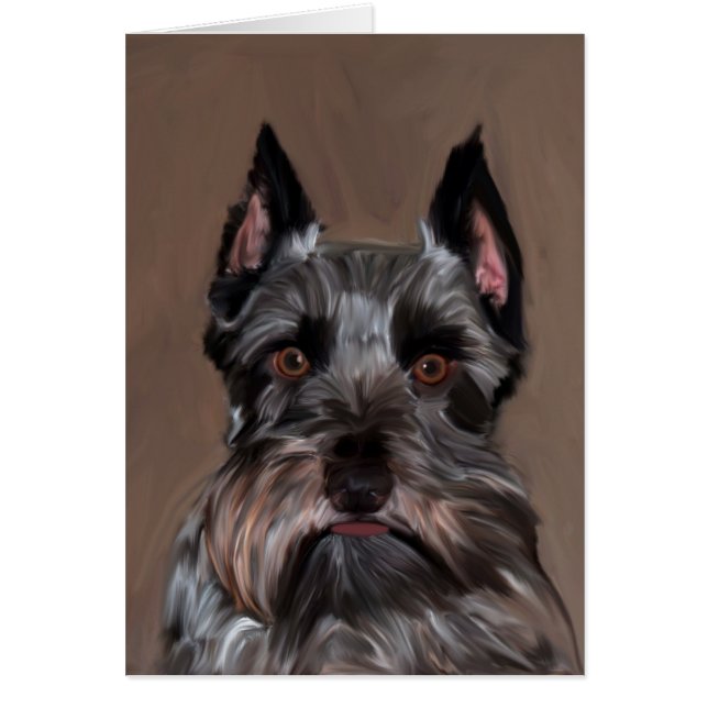 Cartão Miniatura Schnauzer — Pintura De Cor De Água (Frente)