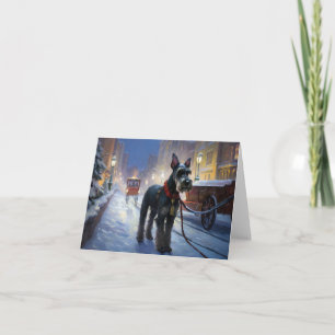 Cartão Miniatura Schnauzer Temporada Festiva de Natal