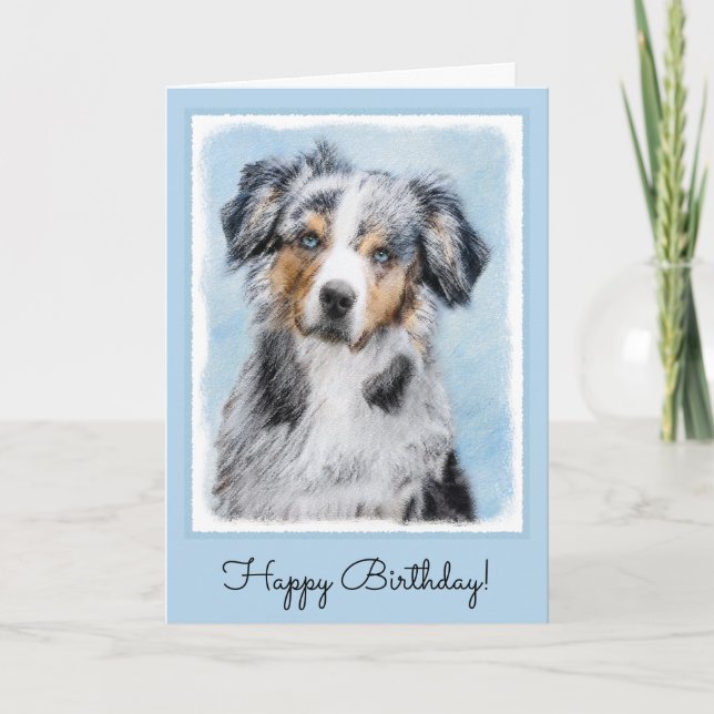 Cartão Miniature American Shepherd Painting - Dog Art (Frente)