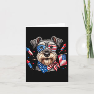 Cartão Miniature Schnauzer Bandeira Americana Dia da Memó