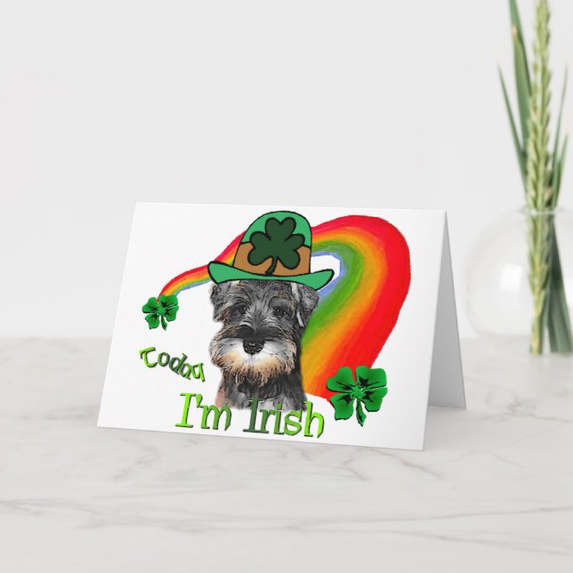 Cartão Miniature Schnauzer St Patricks (Frente)