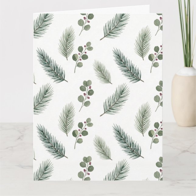 Cartão Minimal Christmas Pine Pattern, Scandi Style (Frente)
