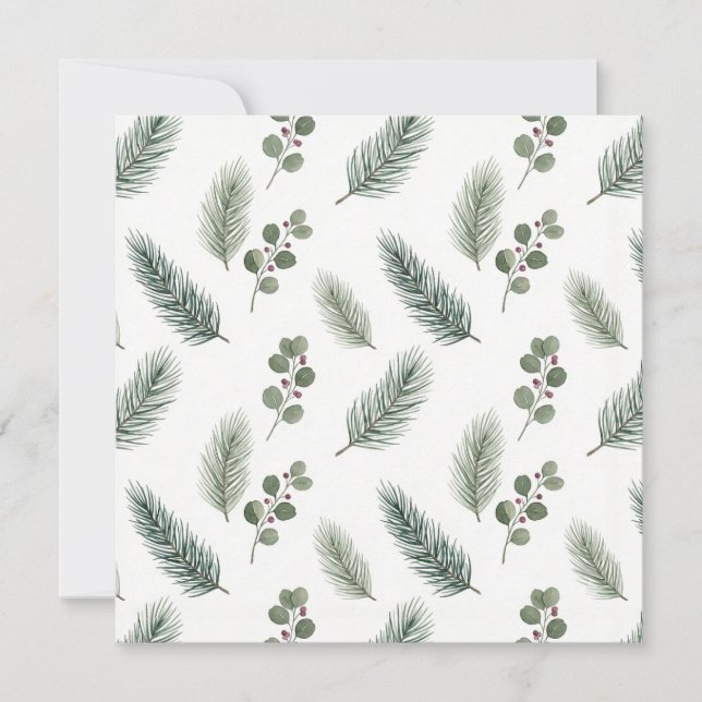 Cartão Minimal Christmas Pine Pattern, Scandi Style (Frente)