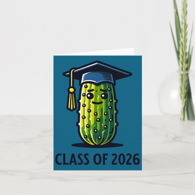 Cartão Minimal Class 2026 Graduation Pickle Trendy (Frente)