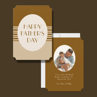 Cartão Minimal Coffee Striped DIY Photo Father's Day