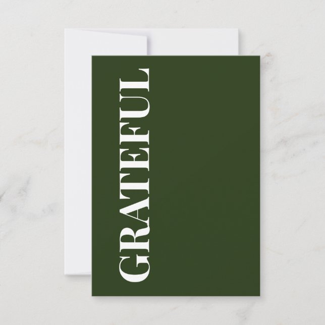 Cartão Minimal GRATEFUL | Forest Green Holiday Greeting (Frente)