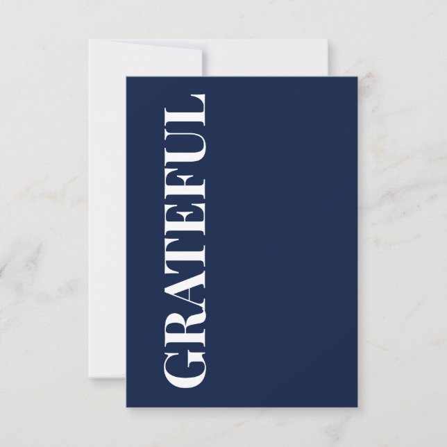 Cartão Minimal GRATEFUL | Navy Blue Holiday Greeting (Frente)