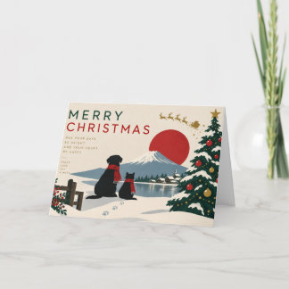 Cartão Minimal Japanese Christmas with Mount Fuji