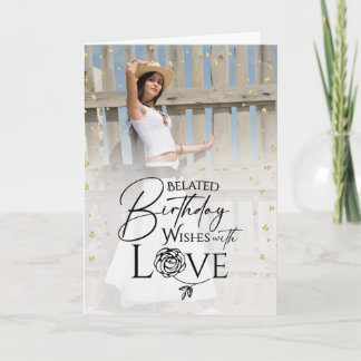 Cartão Minimal Photo Belated Birthday Keepsake Anyone