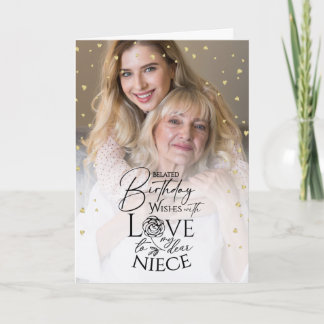 Cartão Minimal Photo Belated Birthday Keepsake Niece Card