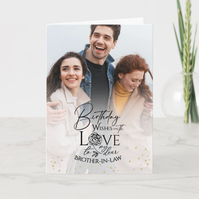 Cartão Minimal Photo Birthday Keepsake Brother-in-law (Frente)