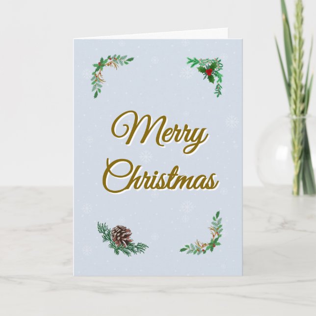 Cartão Minimal Snowy Christmas Folded Greeting Card (Frente)