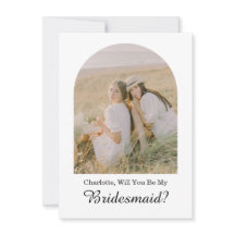 Minimal Will You Be My Bridesmaid Arch Photo Card