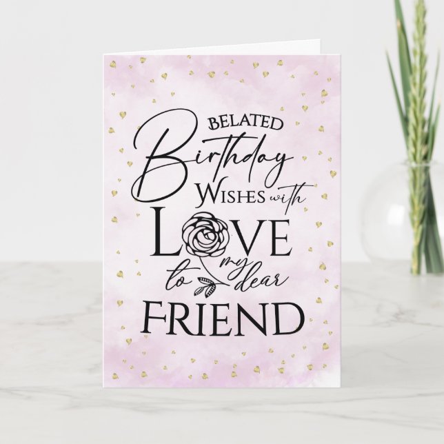 Cartão Minimalist Belated Birthday Cards For Friend (Frente)