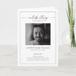 Cartão Minimalist Funeral Order of Service Folded Program