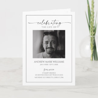 Cartão Minimalist Funeral Order of Service Folded Program