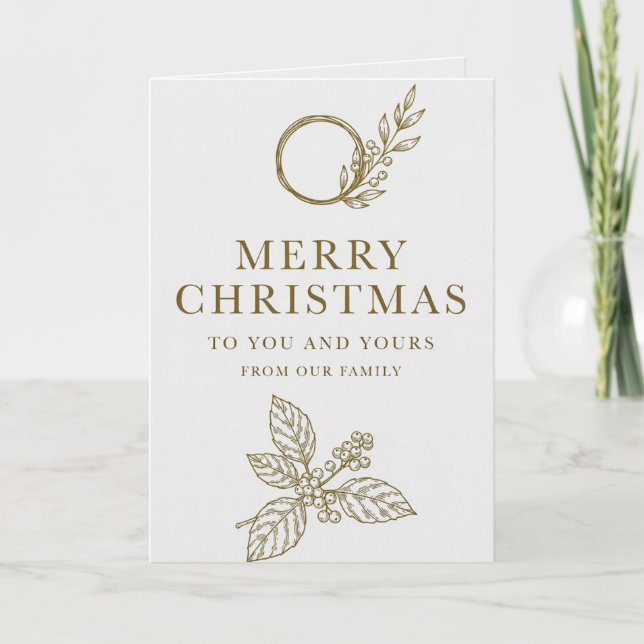 Cartão Minimalist Gold Typography Christmas Card (Frente)