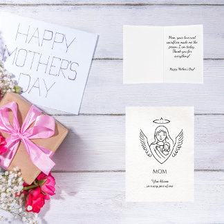 Cartão Minimalist Hand Drawn Mother`s Day Greeting