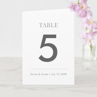 Cartão Minimalist Modern Wedding Table Number Card Folded