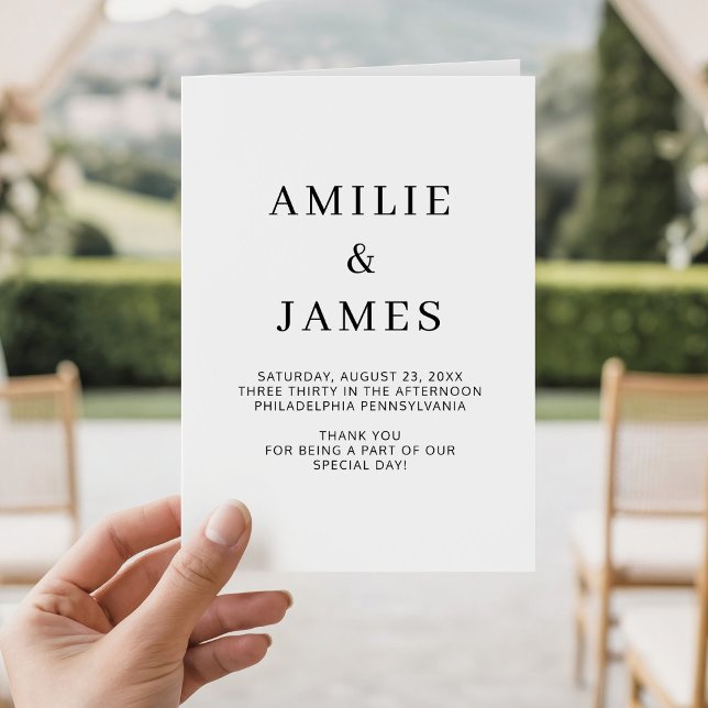 Cartão Minimalist Personalized Wedding Modern Wedding (Criador carregado)