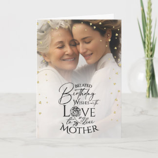 Cartão Minimalist Photo Belated Birthday Keepsake Mother