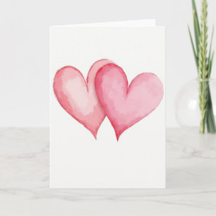 Cartão Minimalista de Aquarela com Dois Corações