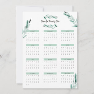 Cartão minimalista de calendário de 2022 moderno