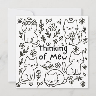 Cartão Minimalista de Gato Desenhado à Mão Pensand