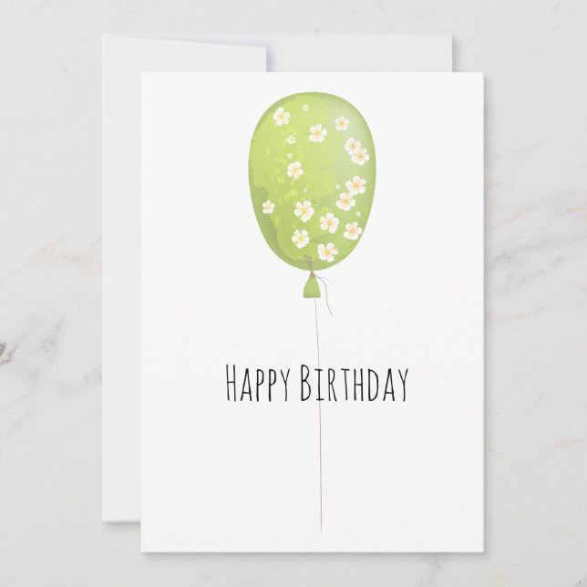 Cartão Minimalista do Balão Verde (Frente)
