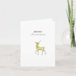 Cartão Minimalista Feliz Natal Rena Dourada