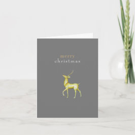Cartão Minimalista Feliz Natal Rena Dourada