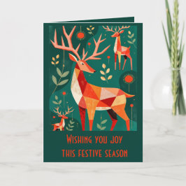 Cartão Minimalista Moderno Geométrico Kitschy Deer da Flo