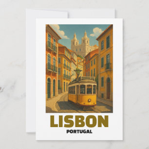 Cartão Minimalista Vintage Lissabon Portugal Bonde 