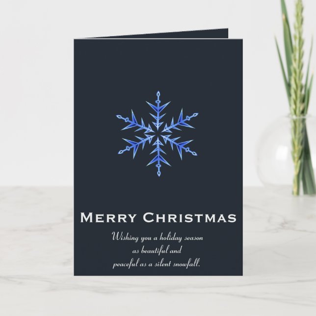 Cartão Minimalistic BLue Snowflake Hand Drawn Art (Frente)
