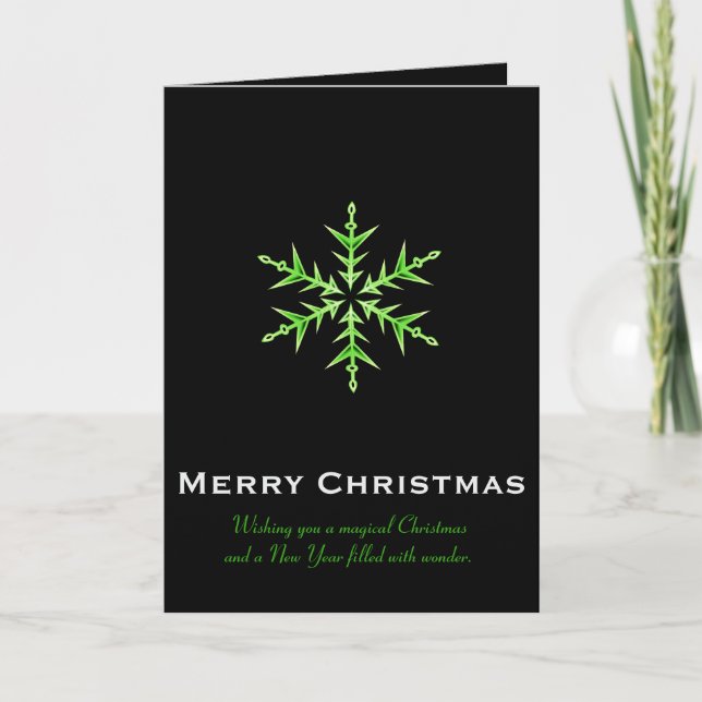 Cartão Minimalistic Green Snowflake Hand Drawn Art (Frente)
