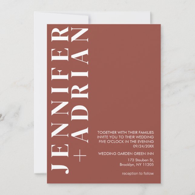 Cartão mínimo de convite para o casamento de Chest (Verso)