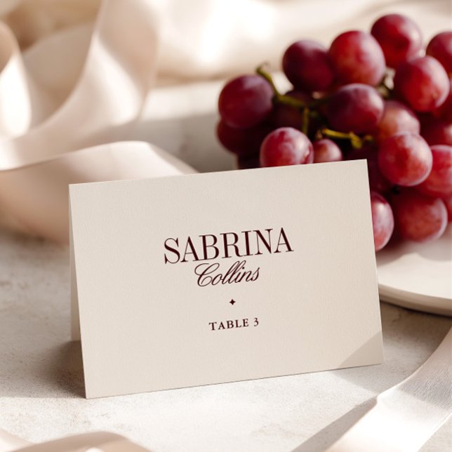 Cartão Mínimo Elegante de Local de Casamento de Ma (Elegant Minimalist Ivory Wedding Place Card)