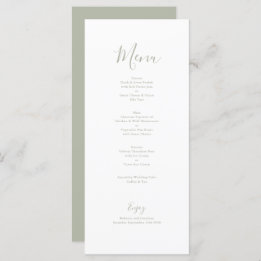 Cartão Mínimo Elegante de Menu de Casamento Verde 